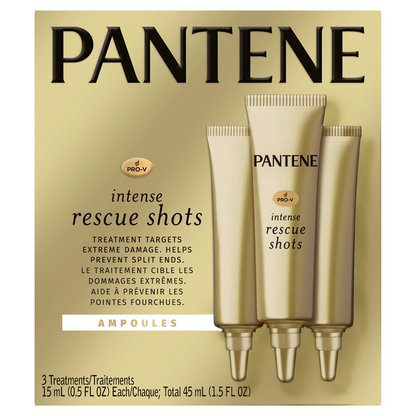 Pantene Pro-V Intense Rescue Shots Hair Ampoules for Intensive Repair of Damaged Hair, 0.5 OZ (Pack of 3)