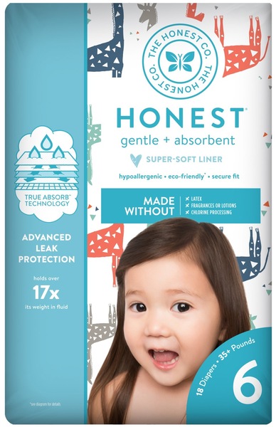 Honest Company Diapers, Multi Colored Giraffes Size 6