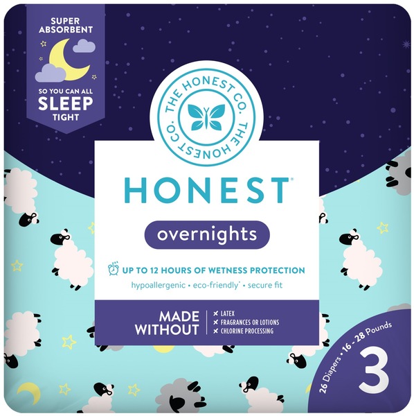 Honest Company Overnight Diapers, Sleepy Sheep Size 3