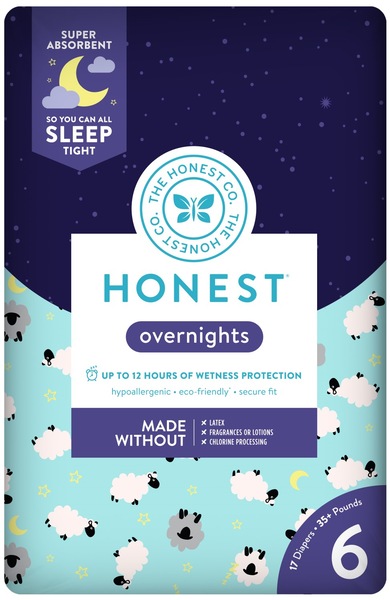 Honest Company Overnight Diapers, Sleepy Sheep Size 6