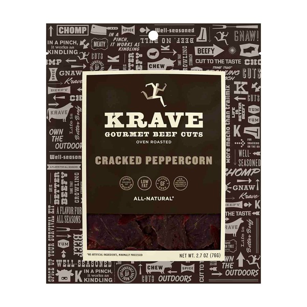 KRAVE Gourmet Beef Cuts, Cracked Peppercorn Jerky