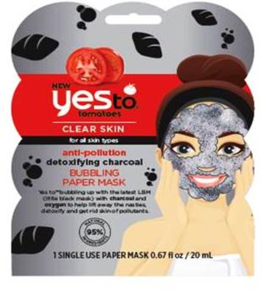 Yes To Tomatoes Charcoal Anti-Pollution Oxygenated Bubbling Paper Mask