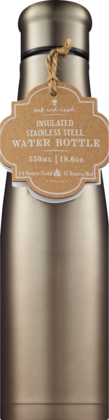 Oak and Reed Stainless Steel Bottle, Silver Metallic
