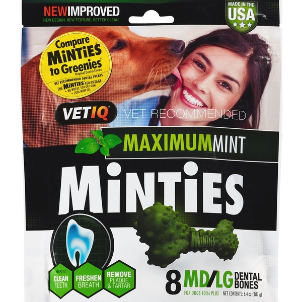 VetIQ Minties Dental Dog Treats, Medium/Large, 8 CT