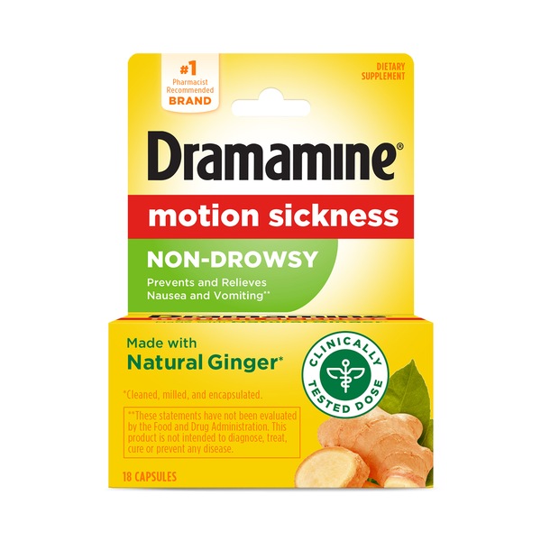 Dramamine Non-Drowsy Naturals Motion Sickness Relief, 18 CT