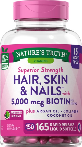 Clicking on the image opens a new modal with 1 larger images of Nature's Truth Hair, Skin & Nails with Biotin . Some images may not have descriptive text. 1 out of 1.