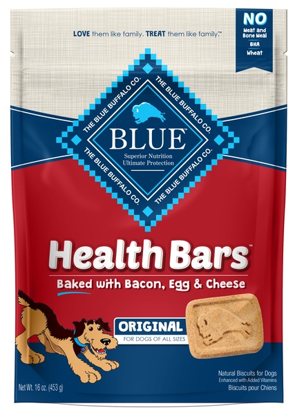 Blue Buffalo Health Bars Natural Crunchy Dog Treats Biscuits, Bacon, Egg & Cheese 16 OZ