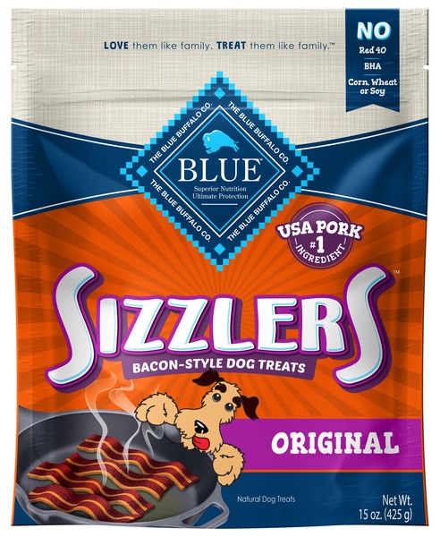 Blue Buffalo Sizzlers Natural Bacon-Style Soft-Moist Dog Treats, Original Pork 15-oz bag