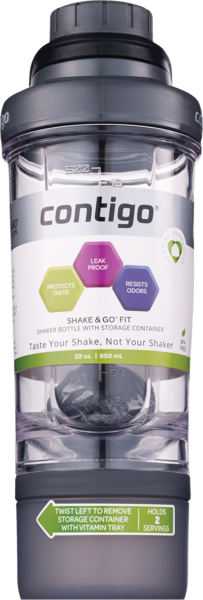 Contigo Shake 'N Go, Clear With Black, 22 OZ Bottle