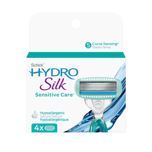 Schick Hydro Silk Women's Shower Ready Sensitive Care Refill Razor Blades, 4 CT