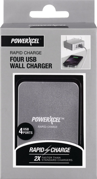 Rapid Charge 4 USB Wall Charger, Silver