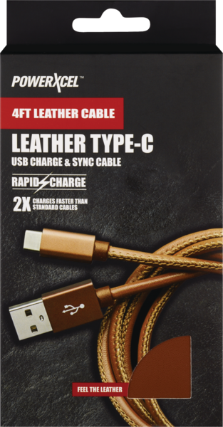 PowerXcel Type-C Charge and Sync Leather Cable