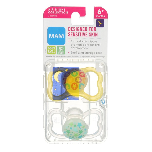 MAM AIR NIGHT PACIFIER 6+MONTHS 2PK