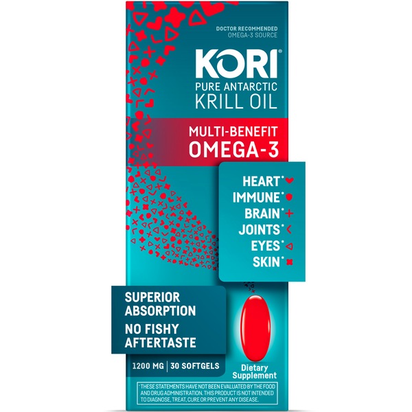 Kori Krill Oil Superior Omega-3 1200mg Standard Softgels, 30 CT