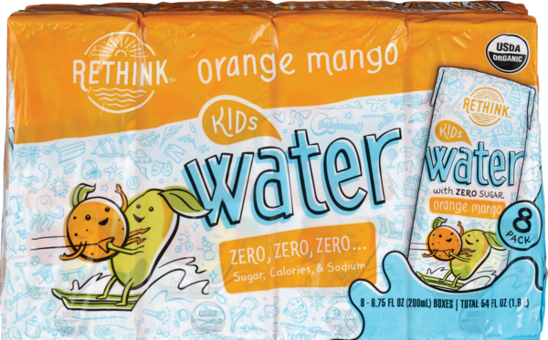 Rethink Organic Kids Water, Orange Mango 6.75 OZ 8 CT