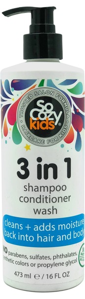 SoCozy Kids 3:1 Shampoo-Conditioner and Wash with Pump, 16 OZ