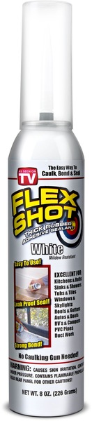 Flex Shot Thick Rubber Adhesive Sealant, 8 OZ, White