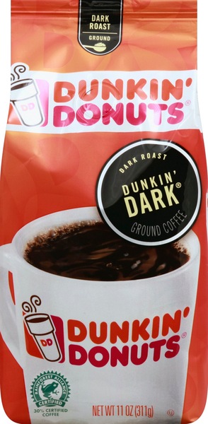 Clicking on the image opens a new modal with 1 larger images of Dunkin' Donuts Dark Roast Ground Coffee. Some images may not have descriptive text. 1 out of 1.