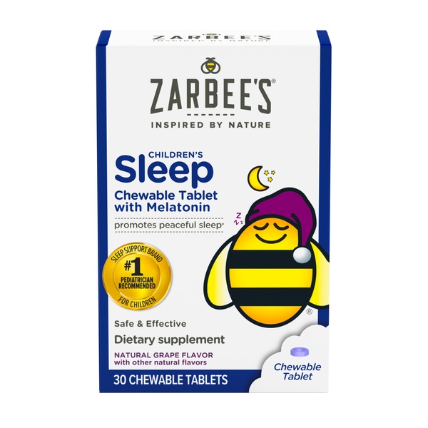 Zarbee's Naturals Children's Sleep with Melatonin, Grape, 30 Chewable Tablets