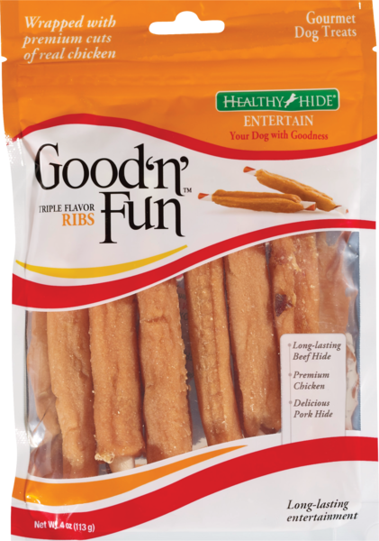 Good 'n' Fun Triple Flavor Ribs Gourmet Dog Treats, 4 OZ