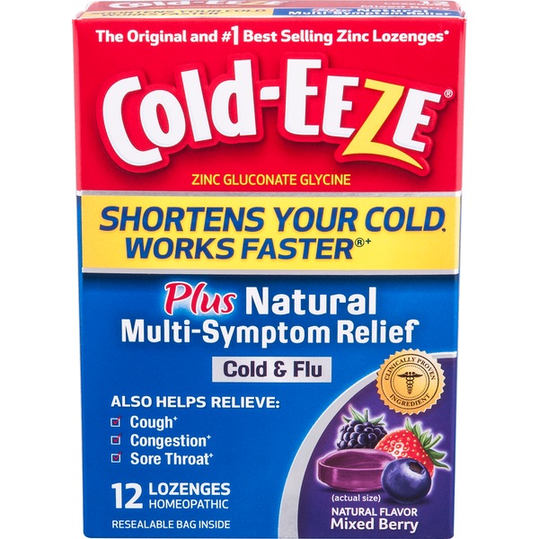 Cold-EEZE Plus Natural Multi-Symptom Relief Lozenges, Mixed Berry, 12 CT