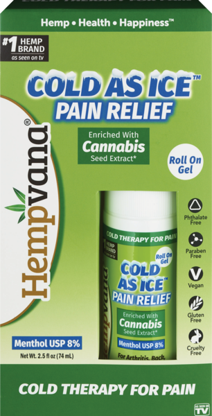 Hempvana Cold As Ice Pain Relief Roll On Gel, 2.5 OZ